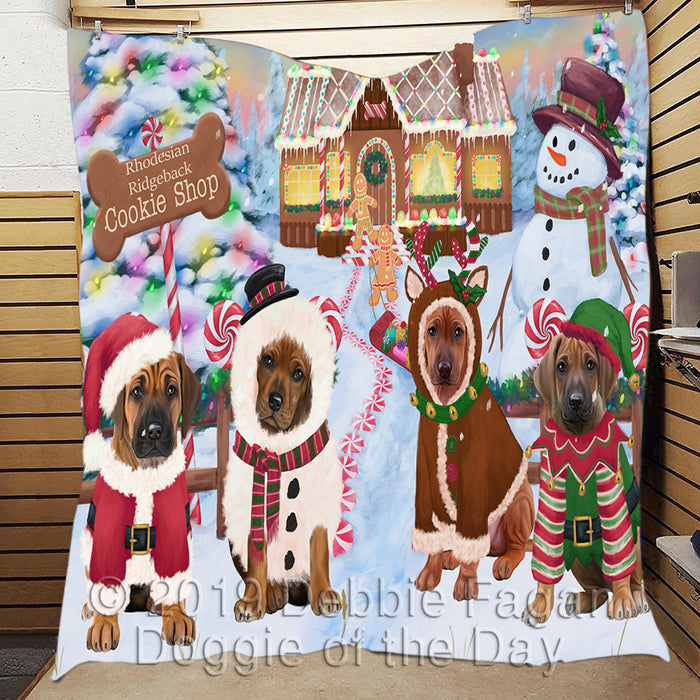 Holiday Gingerbread Cookie Rhodesian Ridgeback Dogs Quilt