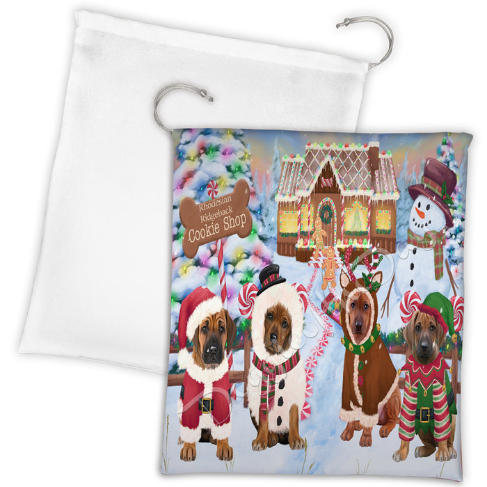 Holiday Gingerbread Cookie Rhodesian Ridgeback Dogs Shop Drawstring Laundry or Gift Bag LGB48624