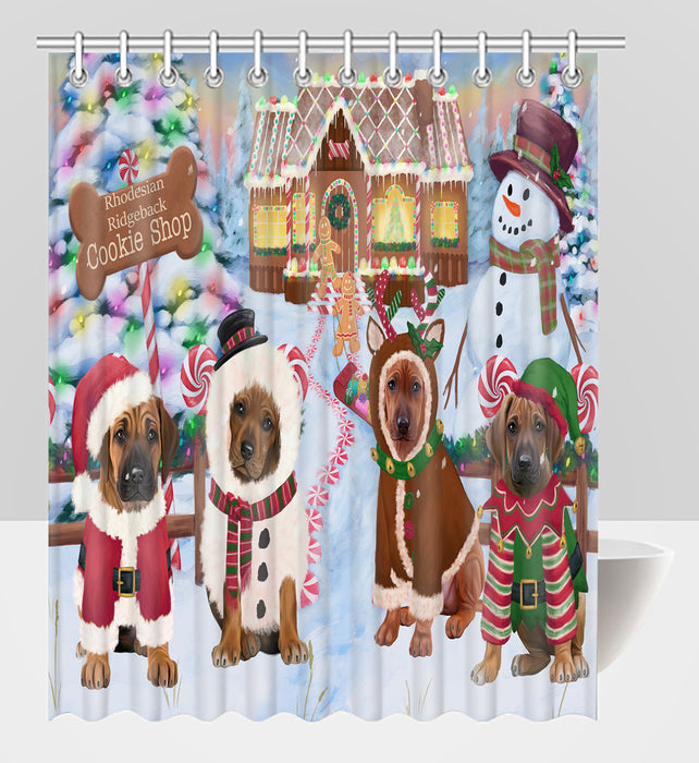 Holiday Gingerbread Cookie Rhodesian Ridgeback Dogs Shower Curtain