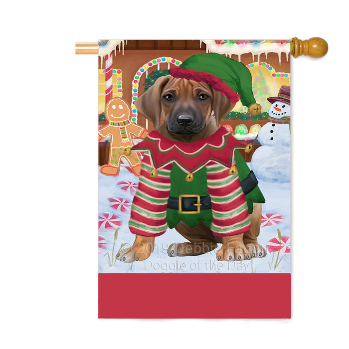 Personalized Gingerbread Candyfest Rhodesian Ridgeback Dog Custom House Flag FLG63921