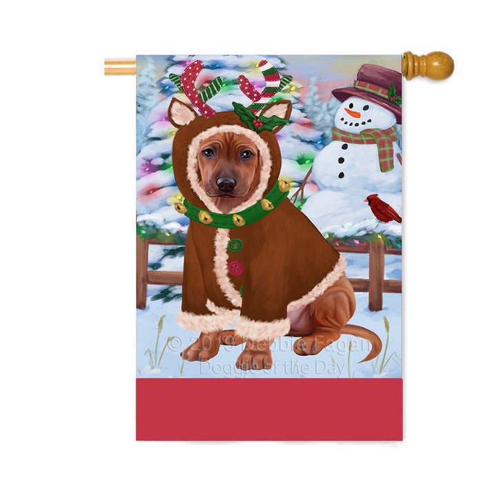 Personalized Gingerbread Candyfest Rhodesian Ridgeback Dog Custom House Flag FLG63922