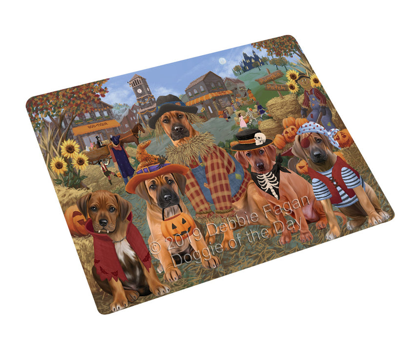 Halloween 'Round Town Rhodesian Ridgeback Dogs Cutting Board - For Kitchen - Scratch & Stain Resistant - Designed To Stay In Place - Easy To Clean By Hand - Perfect for Chopping Meats, Vegetables