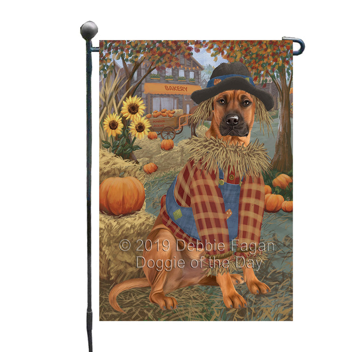 Fall Pumpkin Scarecrow Rhodesian Ridgeback Dogs Garden Flag GFLG65799