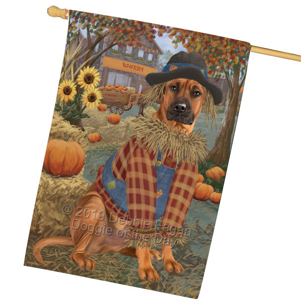 Fall Pumpkin Scarecrow Rhodesian Ridgeback Dogs House Flag FLG65967