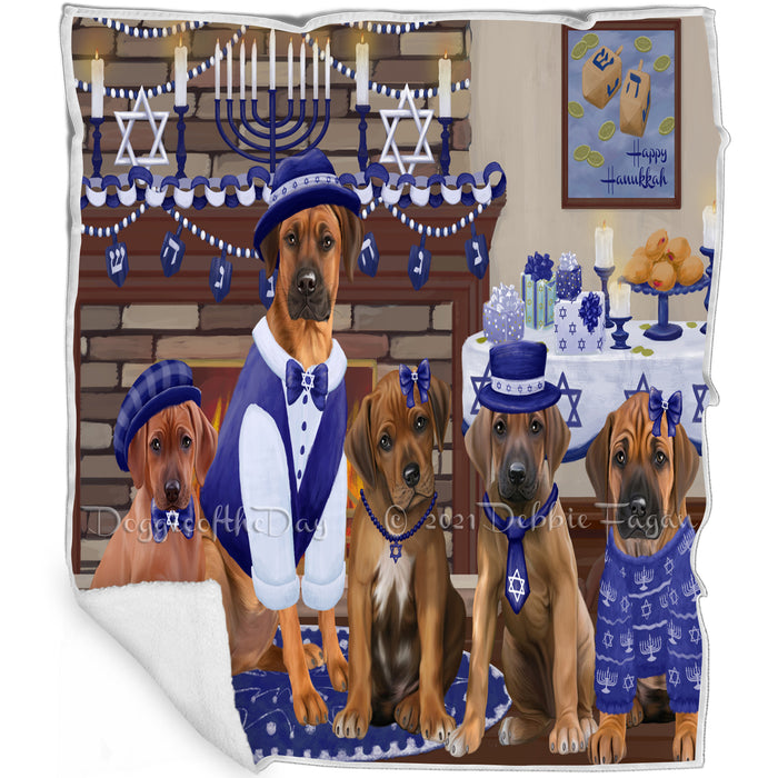 Happy Hanukkah Rhodesian Ridgeback Dogs Blanket BLNKT144025