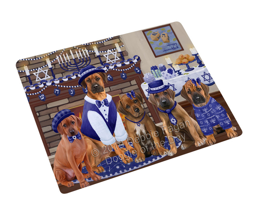 Happy Hanukkah Family Rhodesian Ridgeback Dogs Cutting Board - For Kitchen - Scratch & Stain Resistant - Designed To Stay In Place - Easy To Clean By Hand - Perfect for Chopping Meats, Vegetables