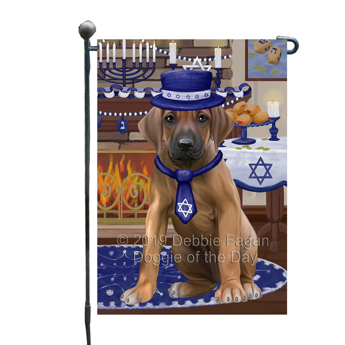 Happy Hanukkah Rhodesian Ridgeback Dog Garden Flag GFLG65829