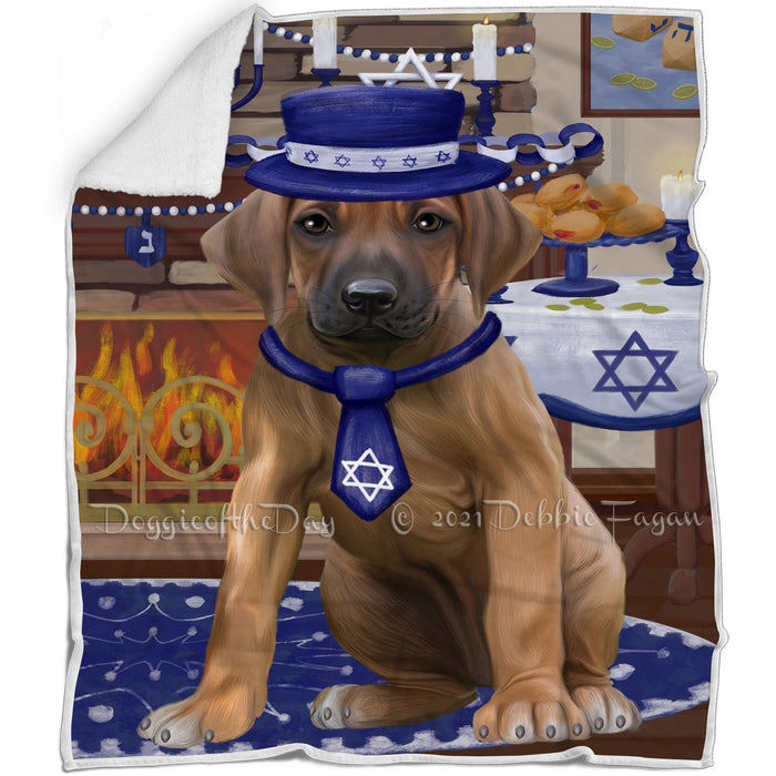 Happy Hanukkah Rhodesian Ridgeback Dog Blanket BLNKT144024