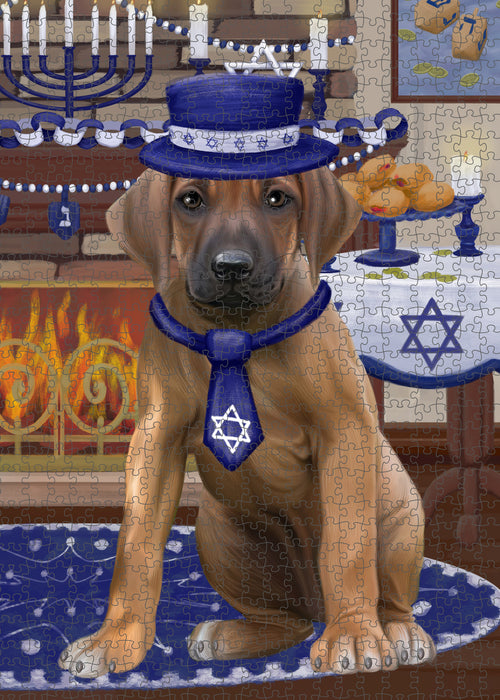 Happy Hanukkah Rhodesian Ridgeback Dog Puzzle with Photo Tin PUZ99108