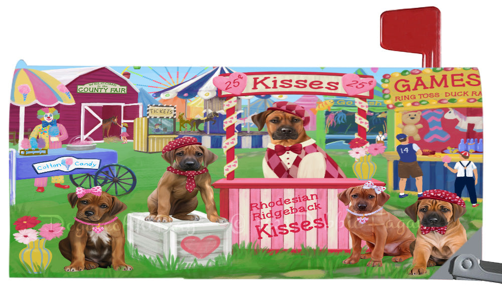 Carnival Kissing Booth Rhodesian Ridgeback Dogs Magnetic Mailbox Cover Both Sides Pet Theme Printed Decorative Letter Box Wrap Case Postbox Thick Magnetic Vinyl Material