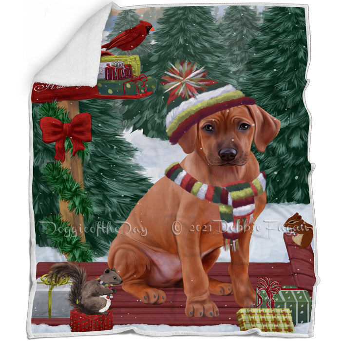 Merry Christmas Woodland Sled Rhodesian Ridgeback Dog Blanket BLNKT114519