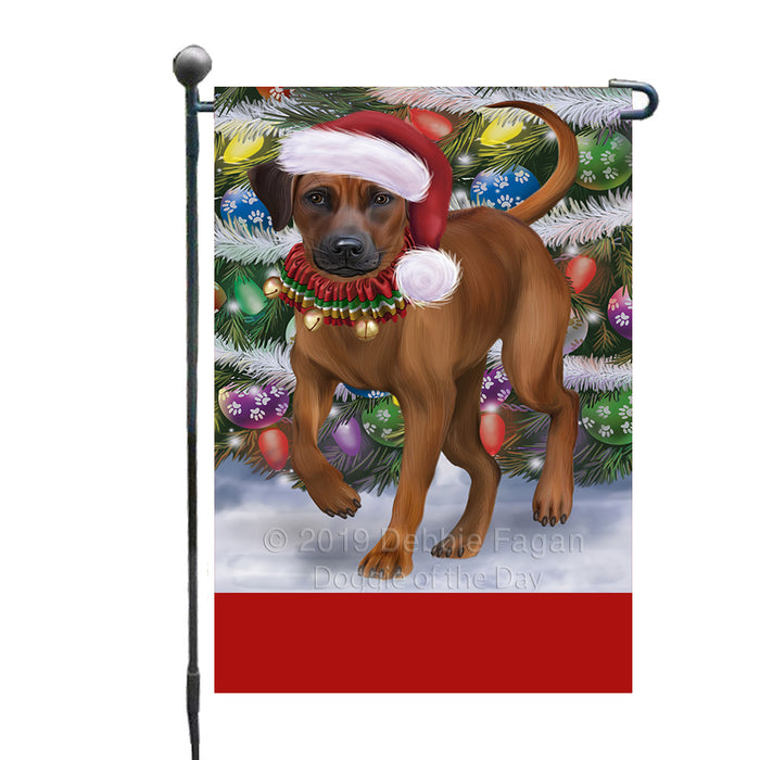 Personalized Trotting in the Snow Rhodesian Ridgeback Dog Custom Garden Flags GFLG-DOTD-A60780