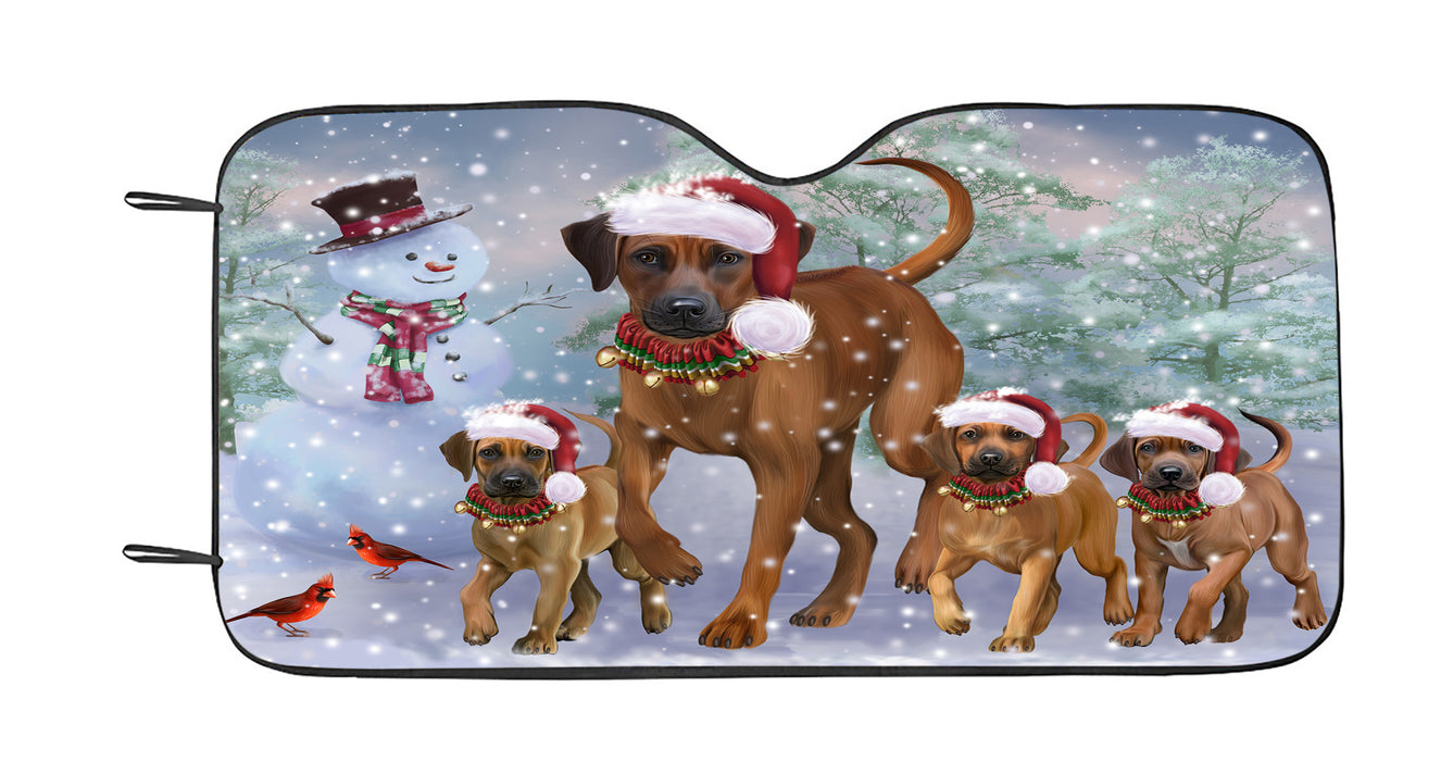 Christmas Running Family Rhodesian Ridgeback Dogs Car Sun Shade