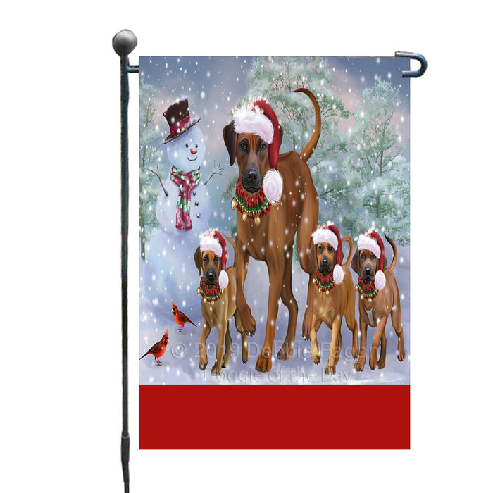 Personalized Christmas Running Family Rhodesian Ridgeback Dogs Custom Garden Flags GFLG-DOTD-A60345