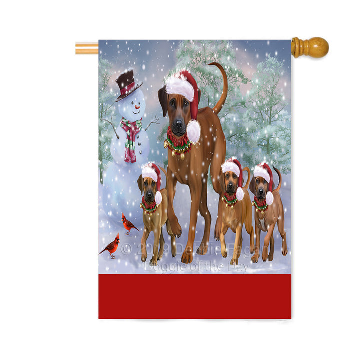 Personalized Christmas Running Family Rhodesian Ridgeback Dogs Custom House Flag FLG-DOTD-A60401