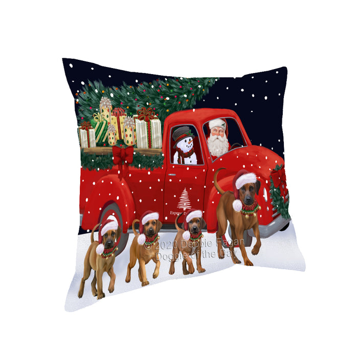 Christmas Express Delivery Red Truck Running Rhodesian Ridgeback Dogs Pillow PIL86172