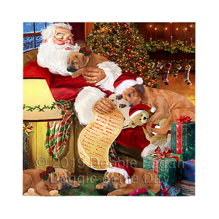 Santa Sleeping with Rhodesian Ridgeback Dogs Square Towel 