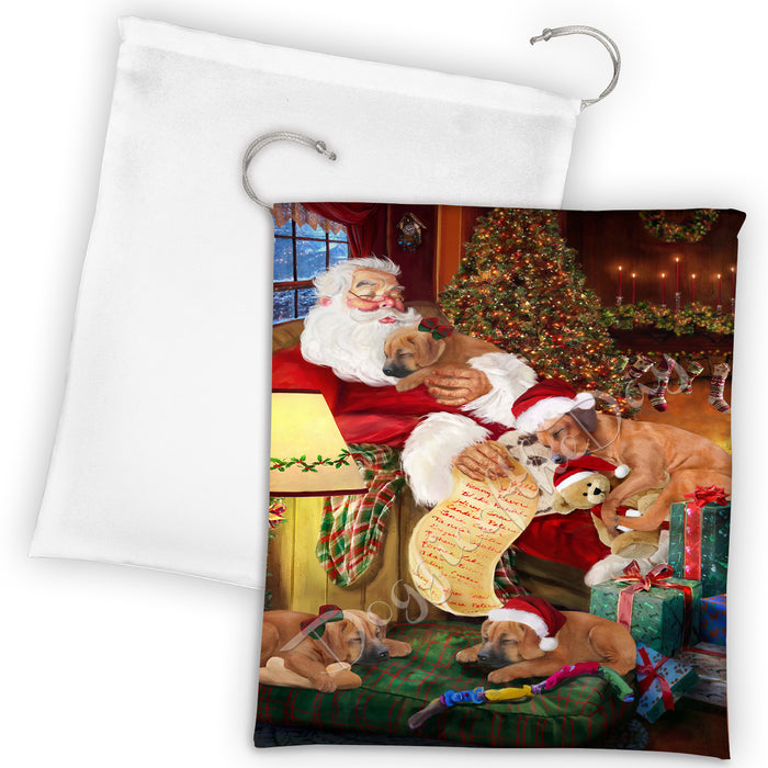 Santa Sleeping with Rottweiler Dogs Drawstring Laundry or Gift Bag LGB48841