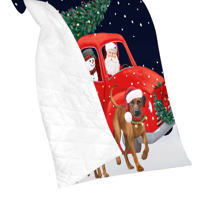 Christmas Express Delivery Red Truck Running Saint Bernard Dogs Lightweight Soft Bedspread Coverlet Bedding Quilt QUILT60071
