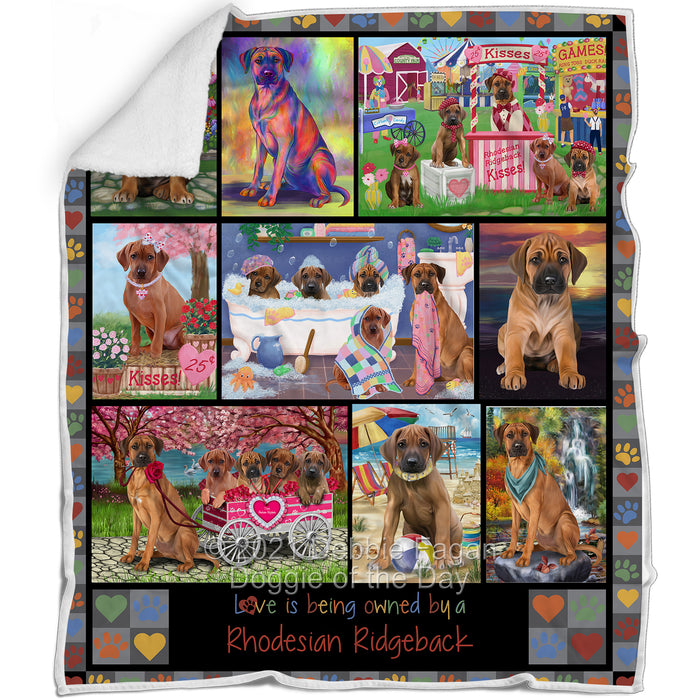 Love is Being Owned Rhodesian Ridgeback Dog Grey Blanket BLNKT137775