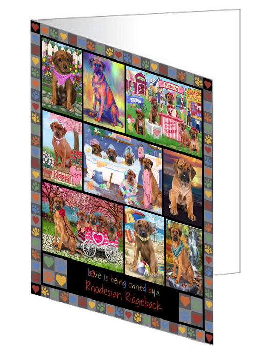 Love is Being Owned Rhodesian Ridgeback Dog Grey Handmade Artwork Assorted Pets Greeting Cards and Note Cards with Envelopes for All Occasions and Holiday Seasons GCD77447