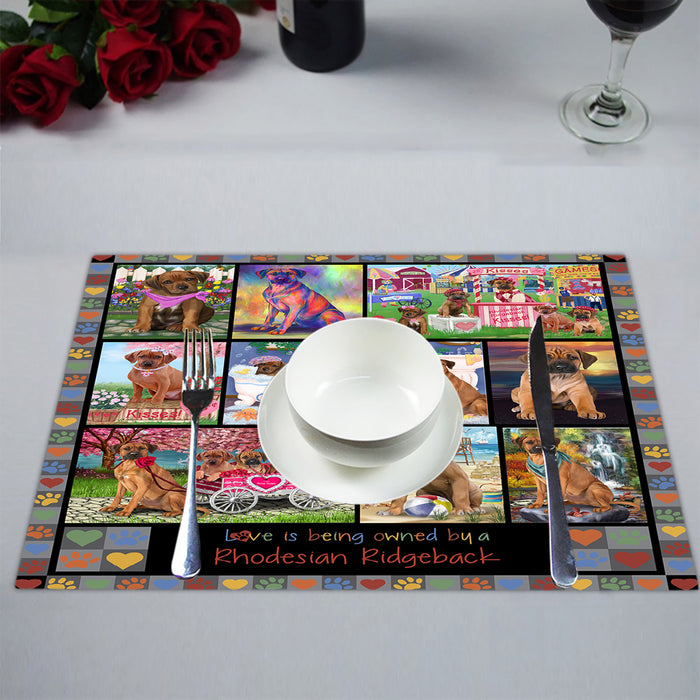 Love is Being Owned Rhodesian Ridgeback Dog Grey Placemat