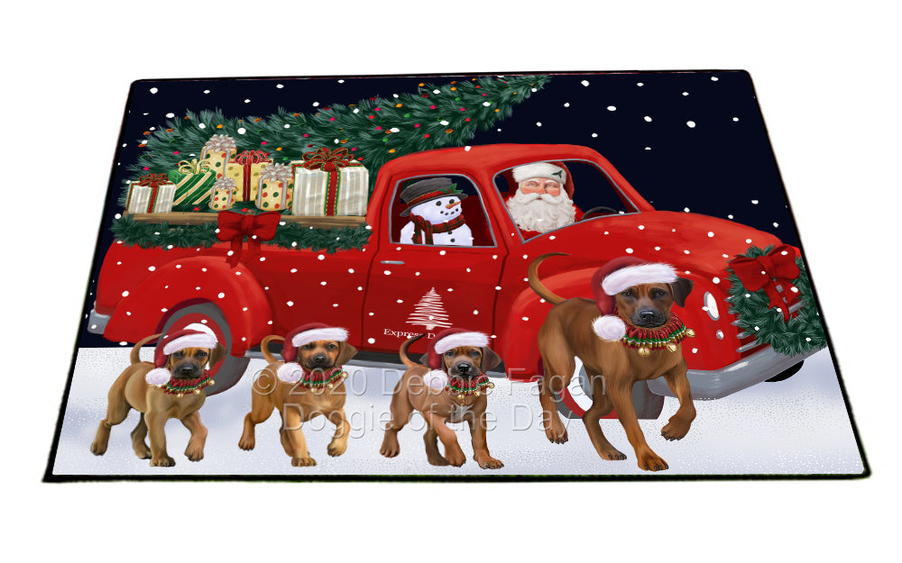 Christmas Express Delivery Red Truck Running Rhodesian Ridgeback Dogs Indoor/Outdoor Welcome Floormat - Premium Quality Washable Anti-Slip Doormat Rug FLMS56689