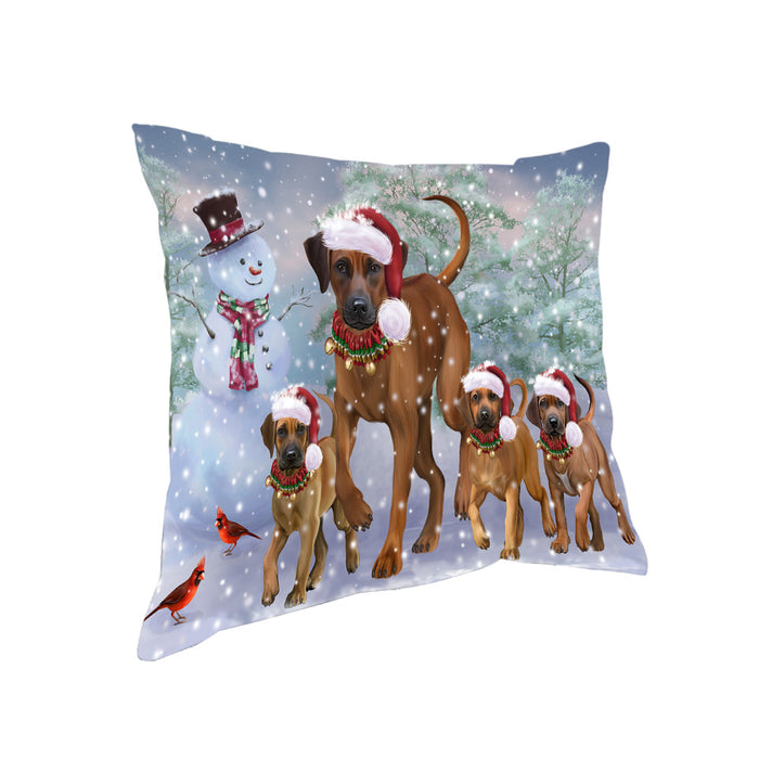Christmas Running Family Rhodesian Ridgebacks Dog Pillow PIL80852