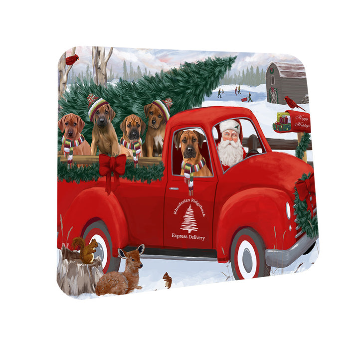 Christmas Santa Express Delivery Rhodesian Ridgebacks Dog Family Coasters Set of 4 CST55017