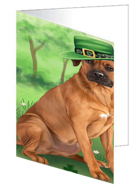 St. Patricks Day Irish Portrait Rhodesian Ridgeback Dog Handmade Artwork Assorted Pets Greeting Cards and Note Cards with Envelopes for All Occasions and Holiday Seasons GCD52130