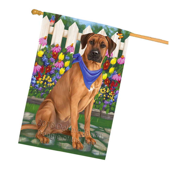 Spring Floral Rhodesian Ridgeback Dog House Flag FLG50239