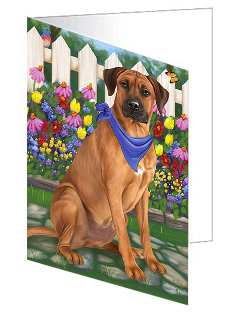 Spring Floral Rhodesian Ridgeback Dog Handmade Artwork Assorted Pets Greeting Cards and Note Cards with Envelopes for All Occasions and Holiday Seasons GCD54695