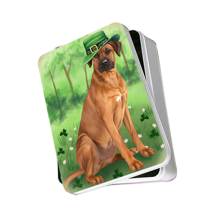 St. Patricks Day Irish Portrait Rhodesian Ridgeback Dog Photo Storage Tin PITN49367