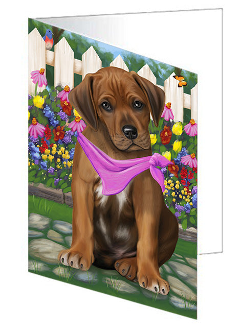 Spring Floral Rhodesian Ridgeback Dog Handmade Artwork Assorted Pets Greeting Cards and Note Cards with Envelopes for All Occasions and Holiday Seasons GCD54698