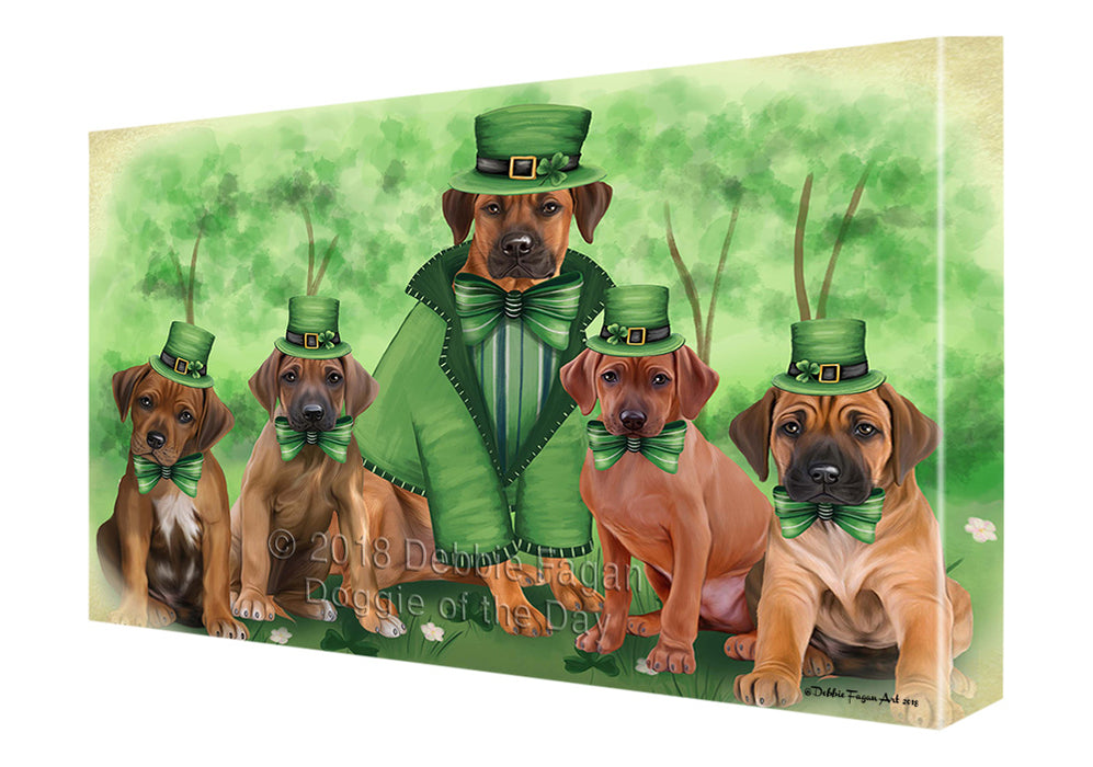 St. Patricks Day Irish Family Portrait Rhodesian Ridgebacks Dog Canvas Wall Art CVS59205