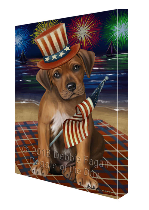 4th of July Independence Day Firework Rhodesian Ridgeback Dog Canvas Wall Art CVS56460