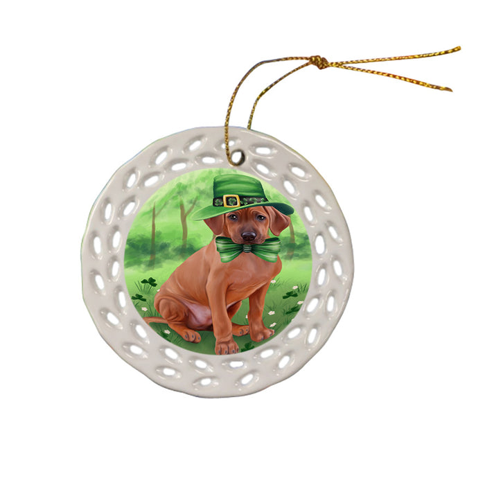 St. Patricks Day Irish Portrait Rhodesian Ridgeback Dog Ceramic Doily Ornament DPOR49369
