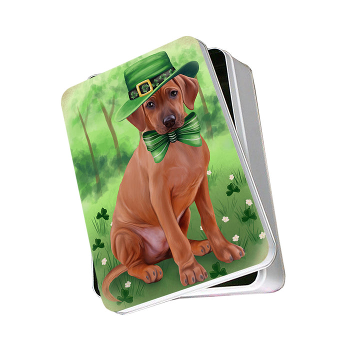 St. Patricks Day Irish Portrait Rhodesian Ridgeback Dog Photo Storage Tin PITN49369