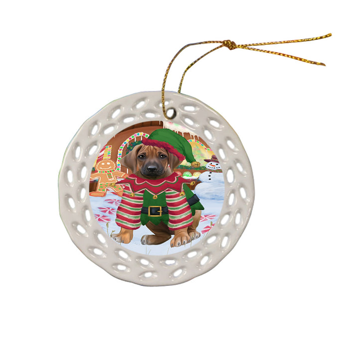 Christmas Gingerbread House Candyfest Rhodesian Ridgeback Dog Ceramic Doily Ornament DPOR56850