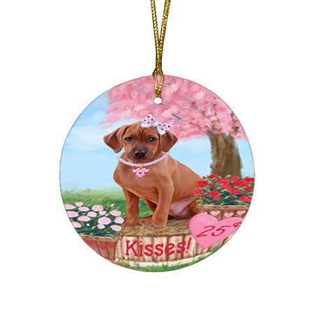 Rosie 25 Cent Kisses Rhodesian Ridgeback Dog Round Flat Christmas Ornament RFPOR56357