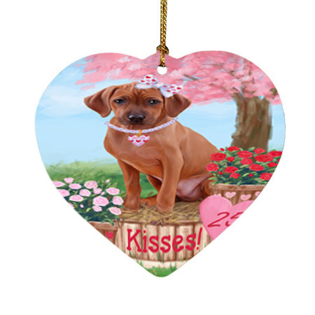 Rosie 25 Cent Kisses Rhodesian Ridgeback Dog Heart Christmas Ornament HPOR56357