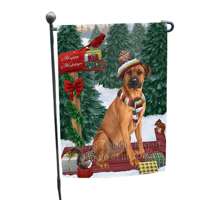 Merry Christmas Woodland Sled Rhodesian Ridgeback Dog Garden Flag GFLG55303