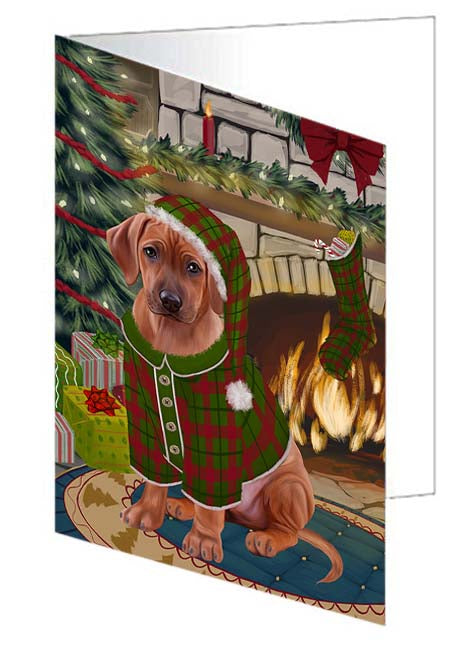 The Stocking was Hung Rhodesian Ridgeback Dog Handmade Artwork Assorted Pets Greeting Cards and Note Cards with Envelopes for All Occasions and Holiday Seasons GCD71249