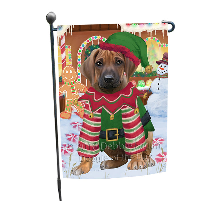 Christmas Gingerbread House Candyfest Rhodesian Ridgeback Dog Garden Flag GFLG57122