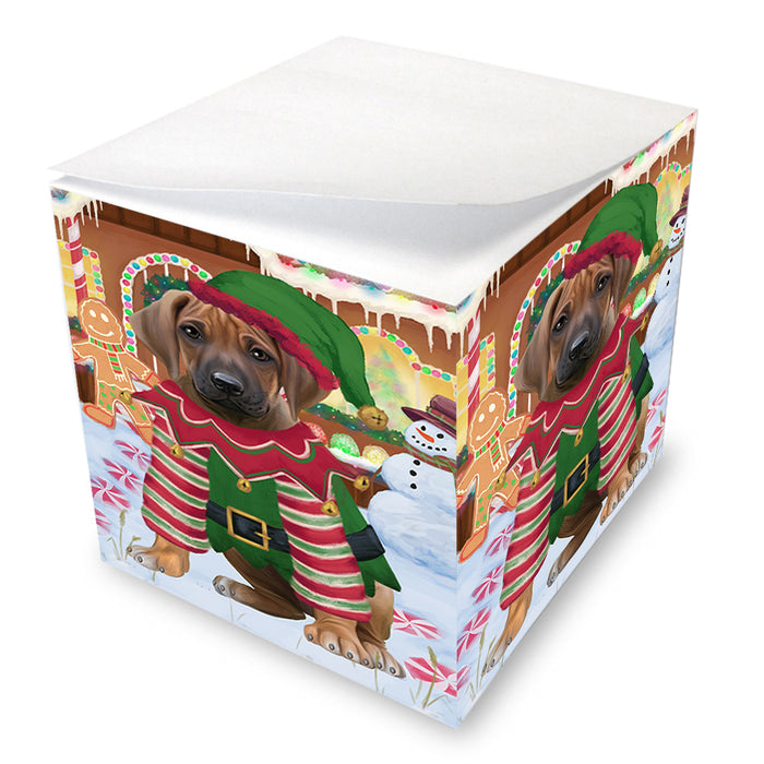 Christmas Gingerbread House Candyfest Rhodesian Ridgeback Dog Note Cube NOC54566