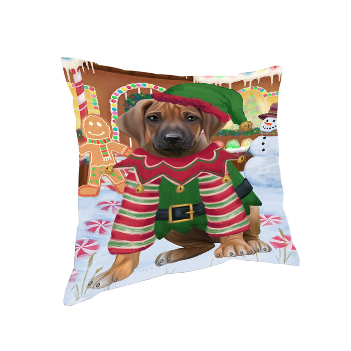Christmas Gingerbread House Candyfest Rhodesian Ridgeback Dog Pillow PIL80268