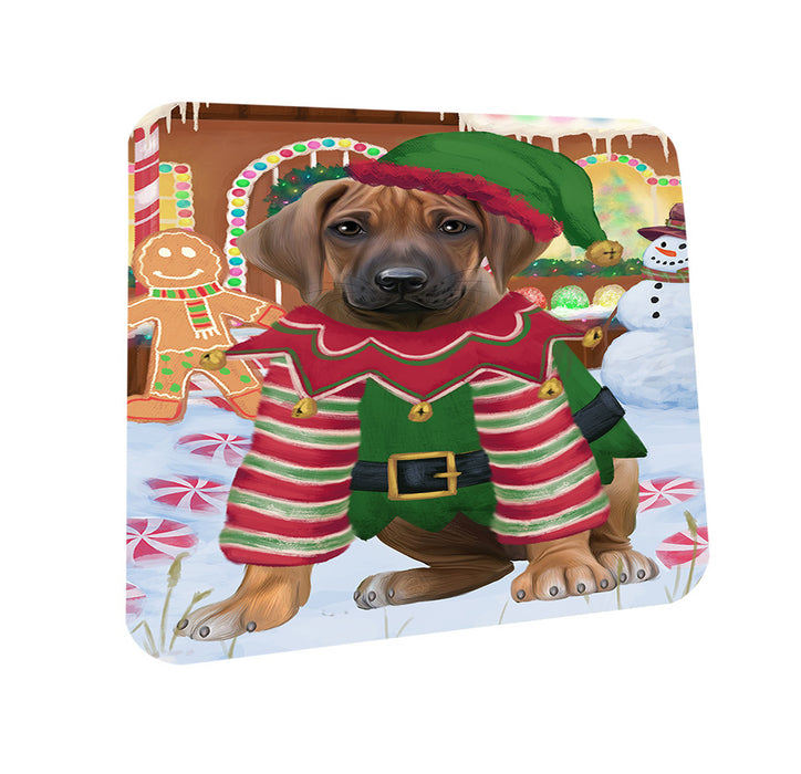 Christmas Gingerbread House Candyfest Rhodesian Ridgeback Dog Coasters Set of 4 CST56452