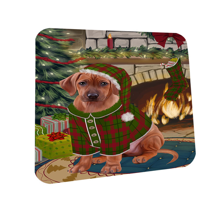 The Stocking was Hung Rhodesian Ridgeback Dog Coasters Set of 4 CST55536