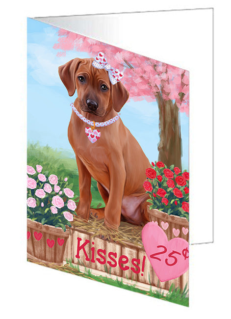 Rosie 25 Cent Kisses Rhodesian Ridgeback Dog Handmade Artwork Assorted Pets Greeting Cards and Note Cards with Envelopes for All Occasions and Holiday Seasons GCD72518
