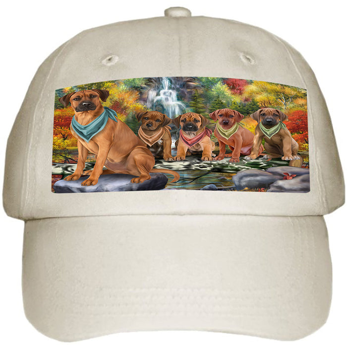 Scenic Waterfall Rhodesian Ridgebacks Dog Ball Hat Cap HAT59529